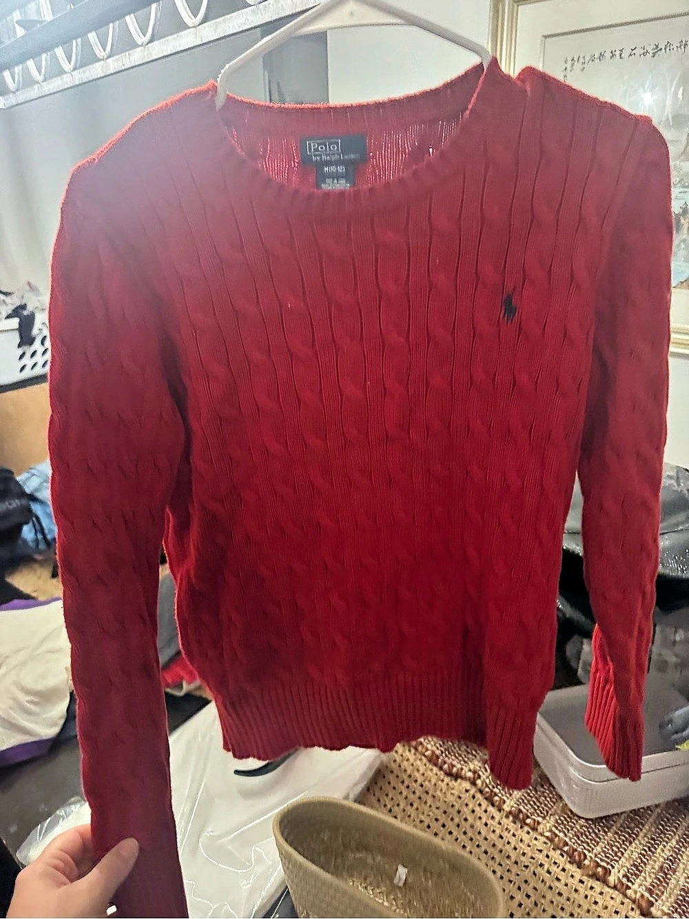 Polo Ralph Lauren Boys Cable-Knit Cotton Sweater Boys Medium Red Cable Knit